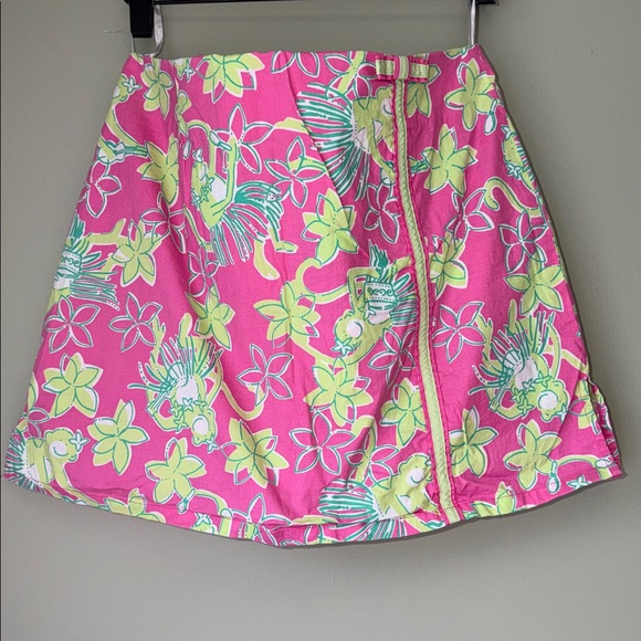 Lilly Pulitzer Pants - Vintage Lilly Pulitzer cotton skort pink/green Hula Monkey or Ukulele print.